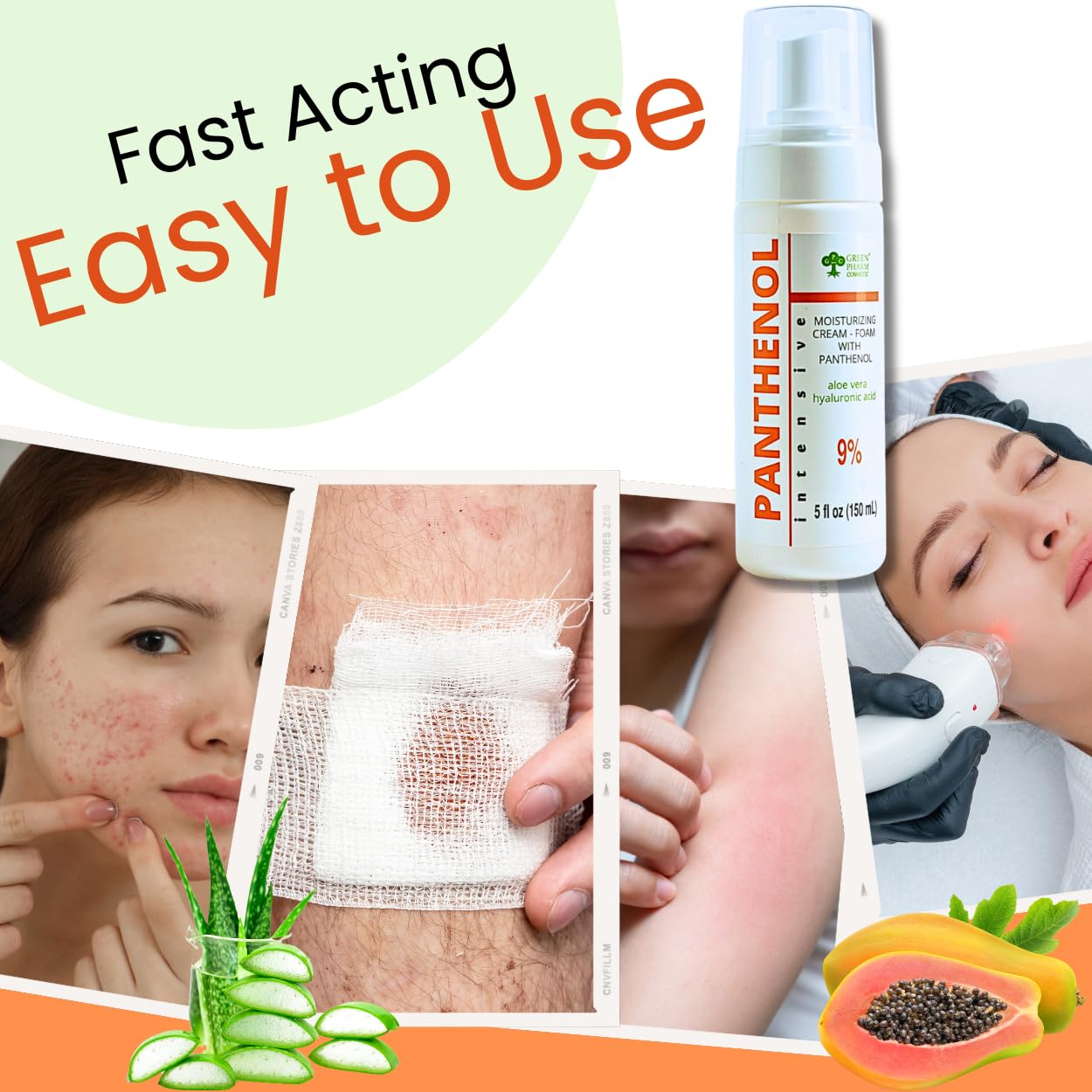 GPC panthenol foam spray post hair transplant hydration comfort
