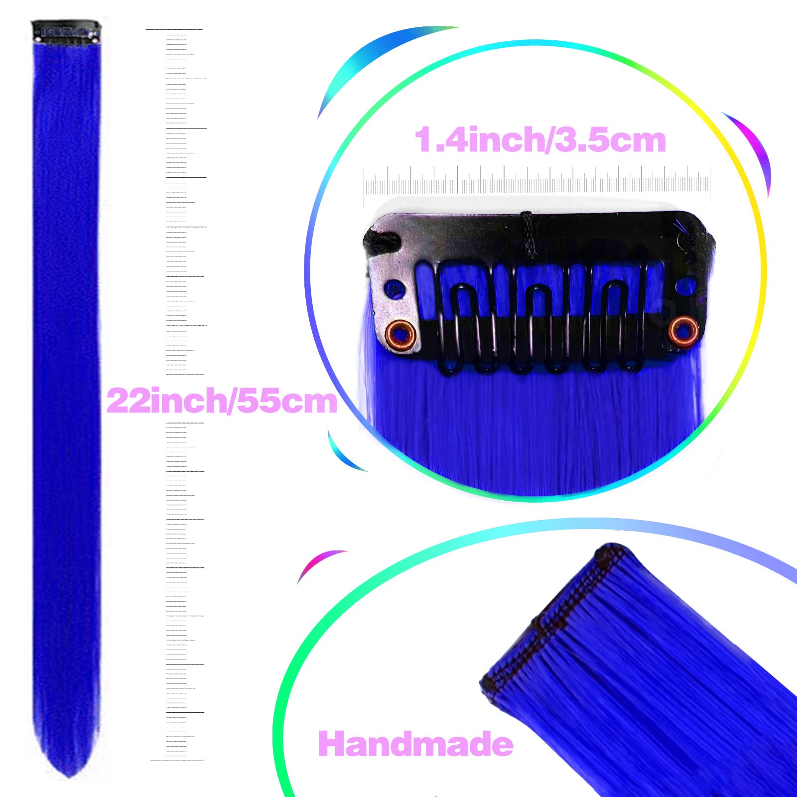 GPOVVIMX individually packaged blue hair pieces prevent tangling.