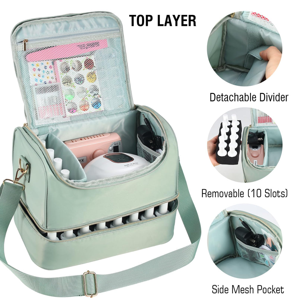 GR69N Nail Polish Organizer Case back pocket—luggage belt enhancement for easy airport check-ins.