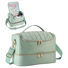 GR69N Nail Polish Organizer Case green front view—portable and stylish travel-ready storage.