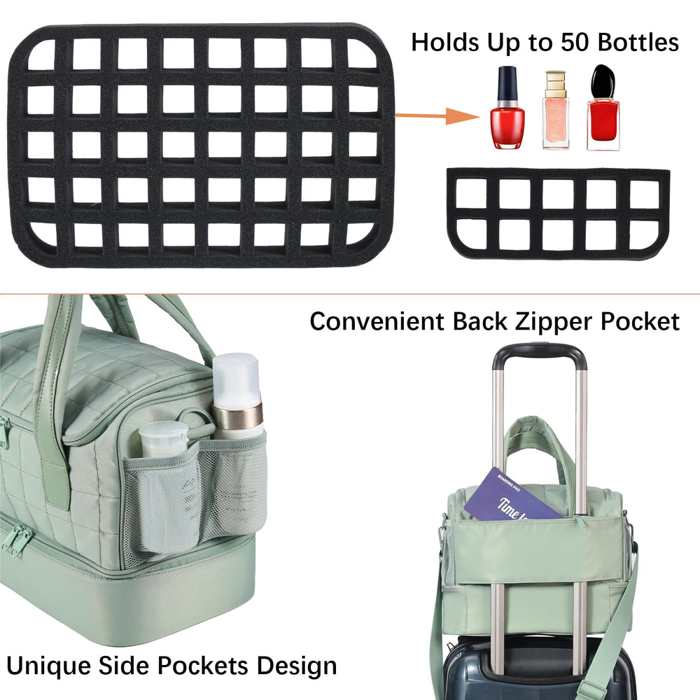 GR69N Nail Polish Organizer Case side pockets secure remover and small items during travel.