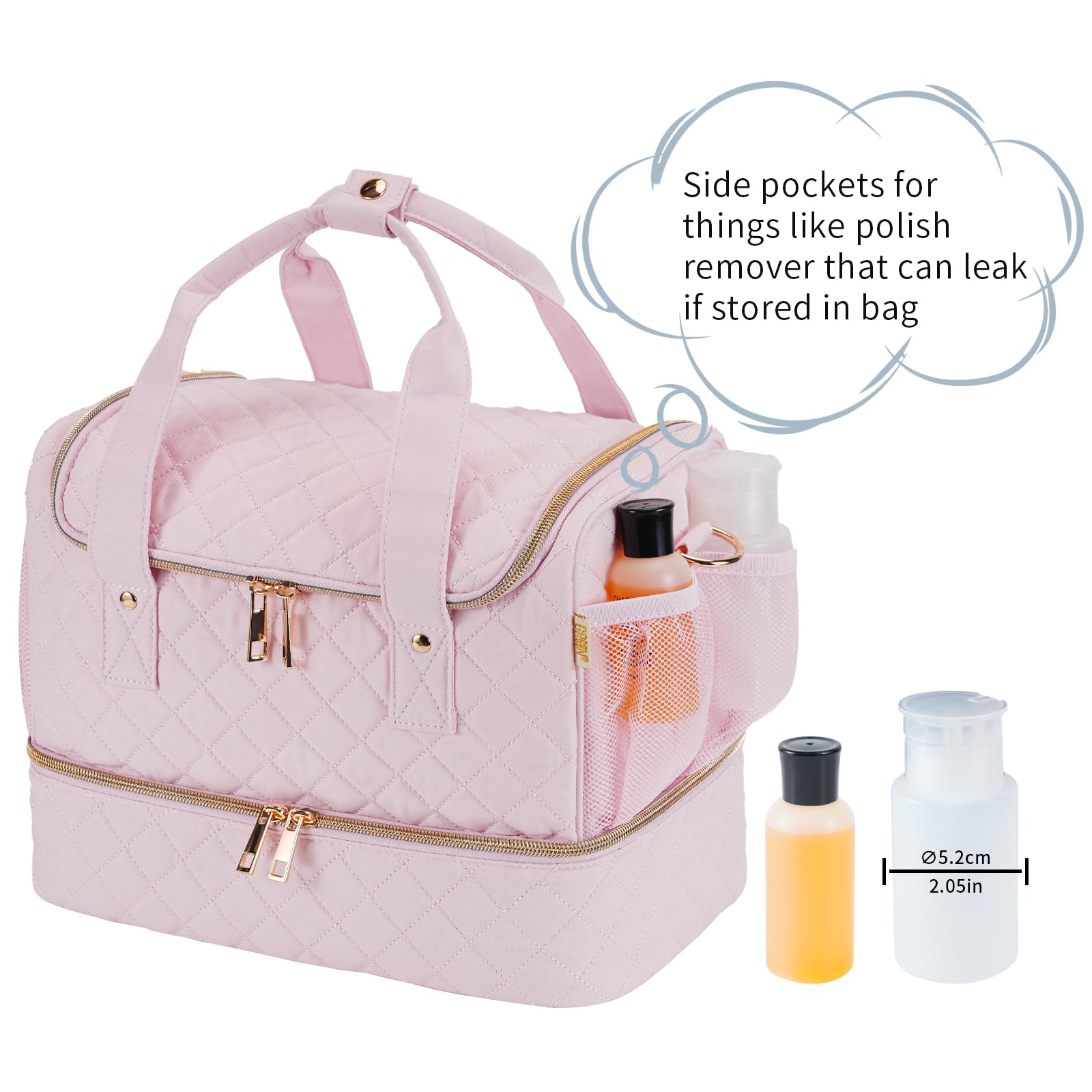 GR69N Nail Polish Organizer Case open top layer highlights removable dividers for customizable packing.