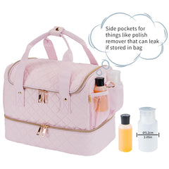 GR69N Nail Polish Organizer Case open top layer highlights removable dividers for customizable packing.