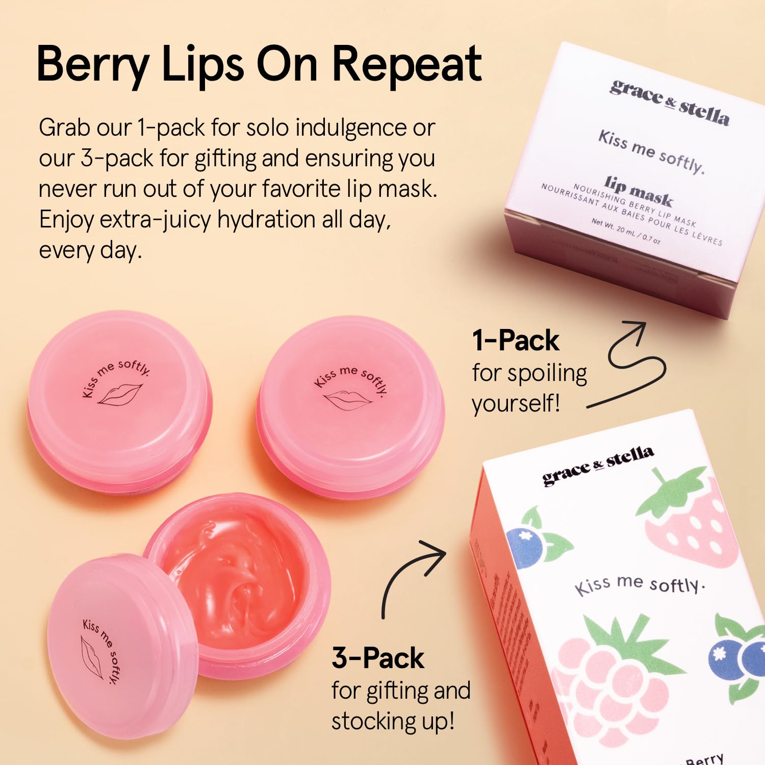 Grace & Stella berry lip balm with glossy pink finish