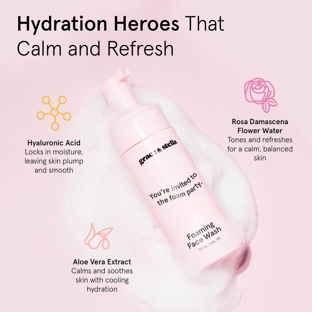 Grace & Stella fragrance-free face wash with aloe vera, ideal for sensitive skin.