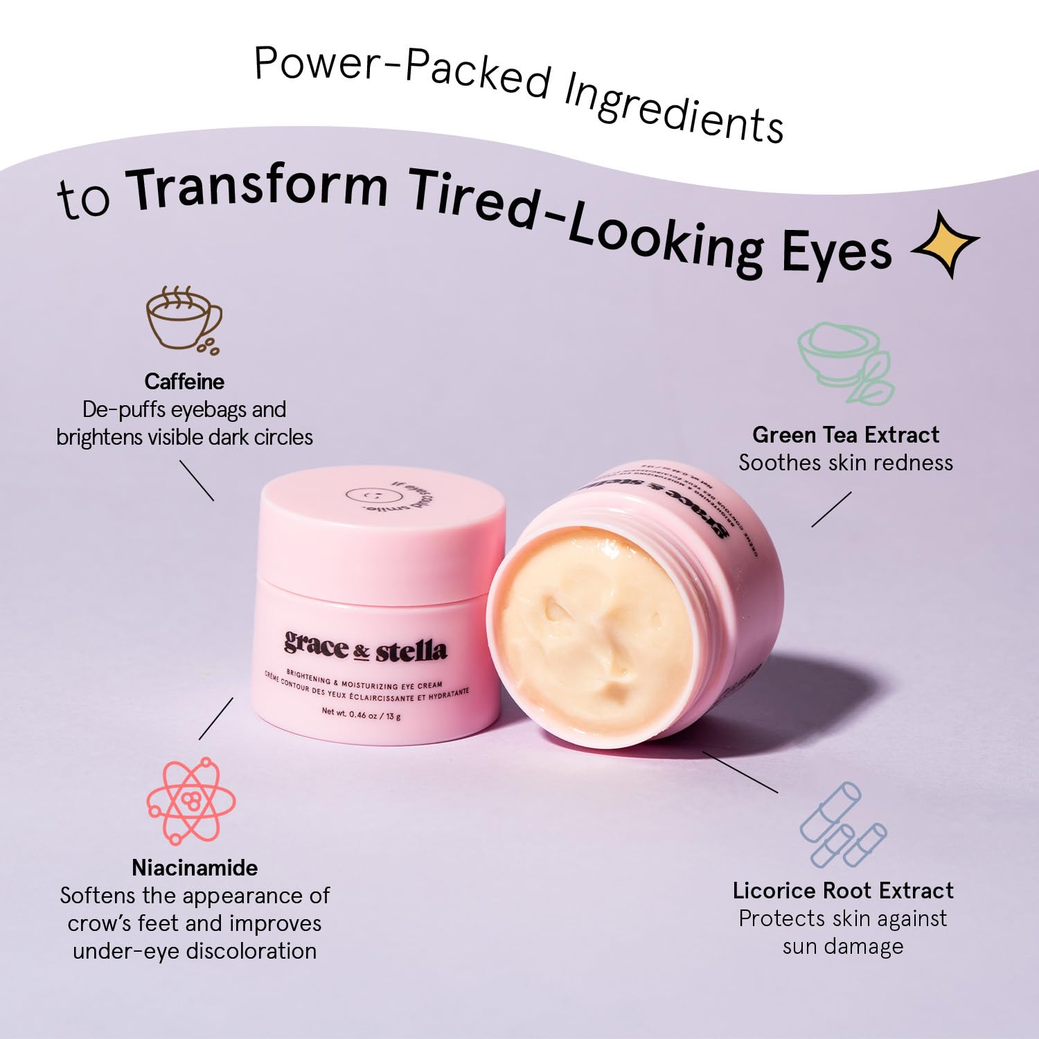 Grace & Stella green tea and licorice extracts promote gentle, even-toned skin.
