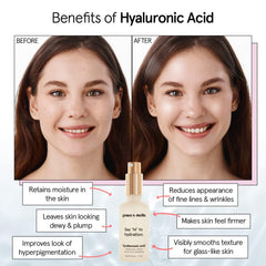 Grace & Stella Hyaluronic Serum texture shows lightweight, fast-absorbing hydration on the skin.