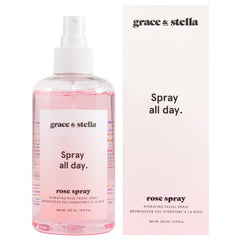 Grace & Stella rose water spray bottle for refreshing skincare.