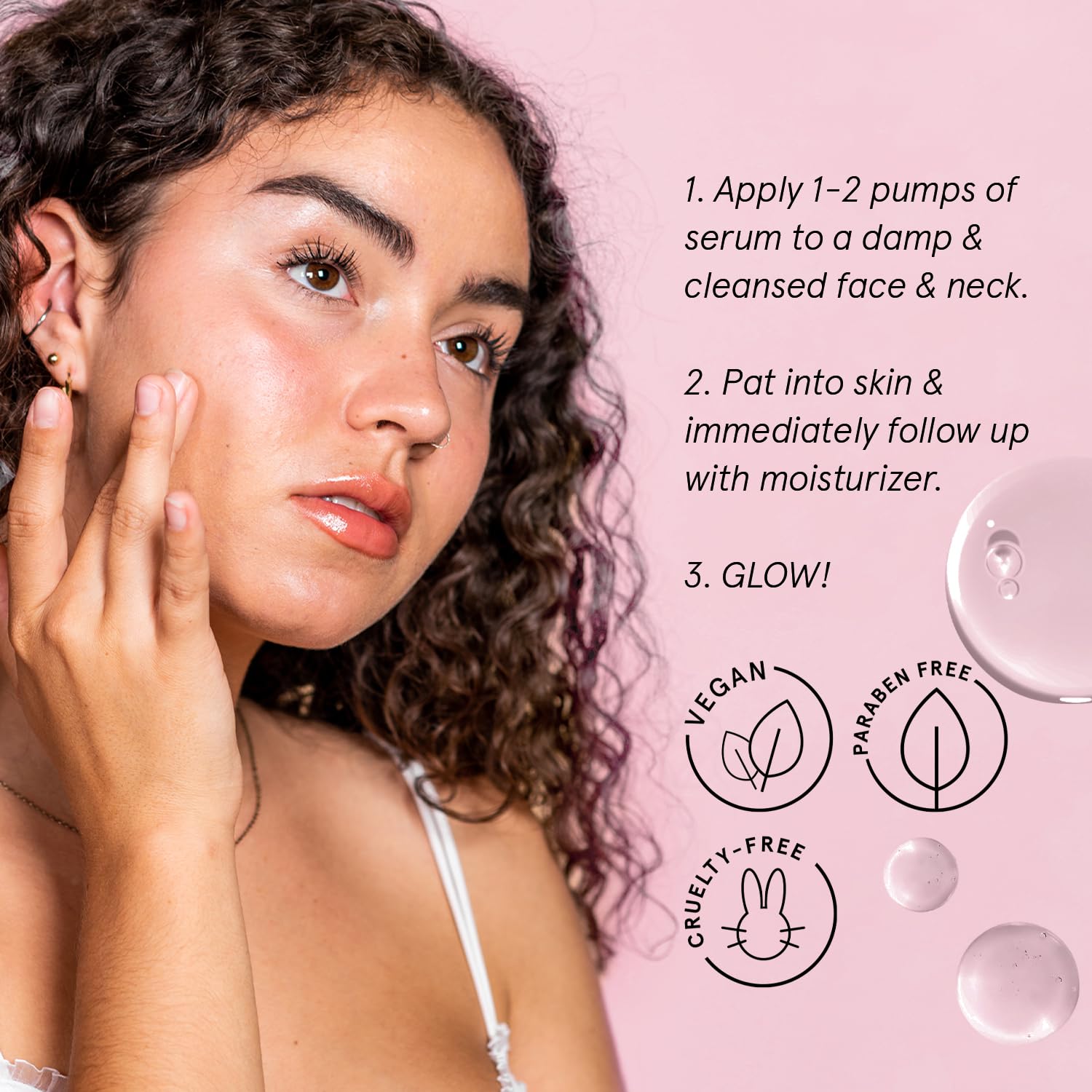 Grace & Stella serum with vegan paraben-free formula, suitable for sensitive skin.