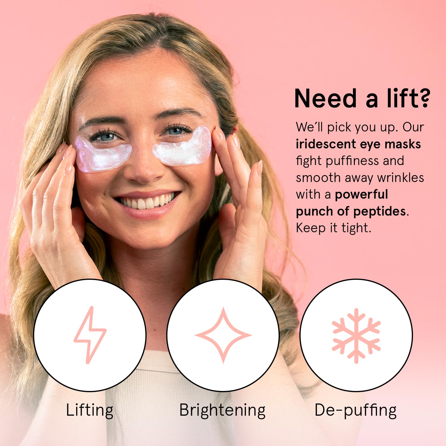 Grace and Stella under-eye patches application demonstrating easy placement for quick refresh