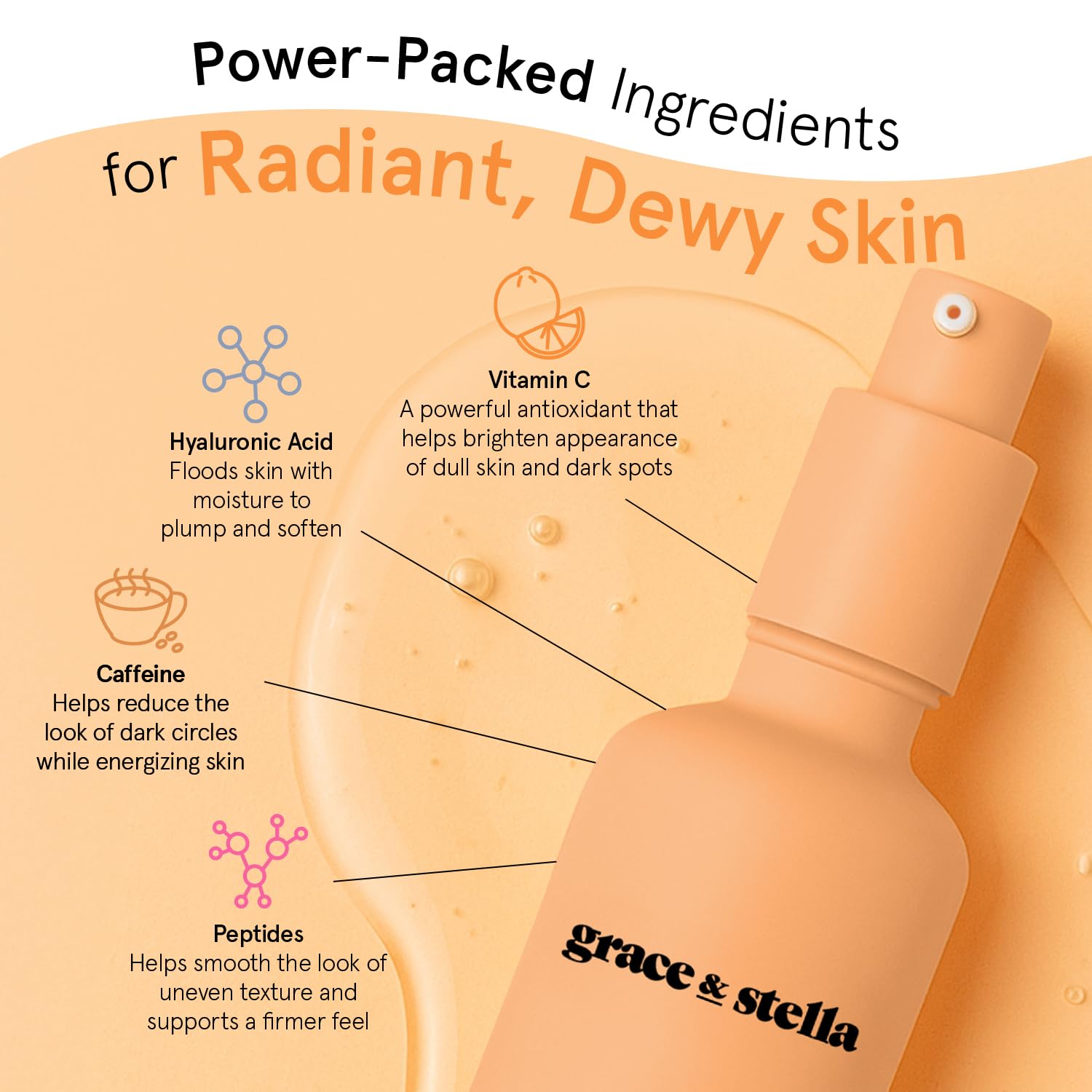 Grace & Stella Vitamin C Serum hyaluronic acid boost emphasizes lasting moisture.