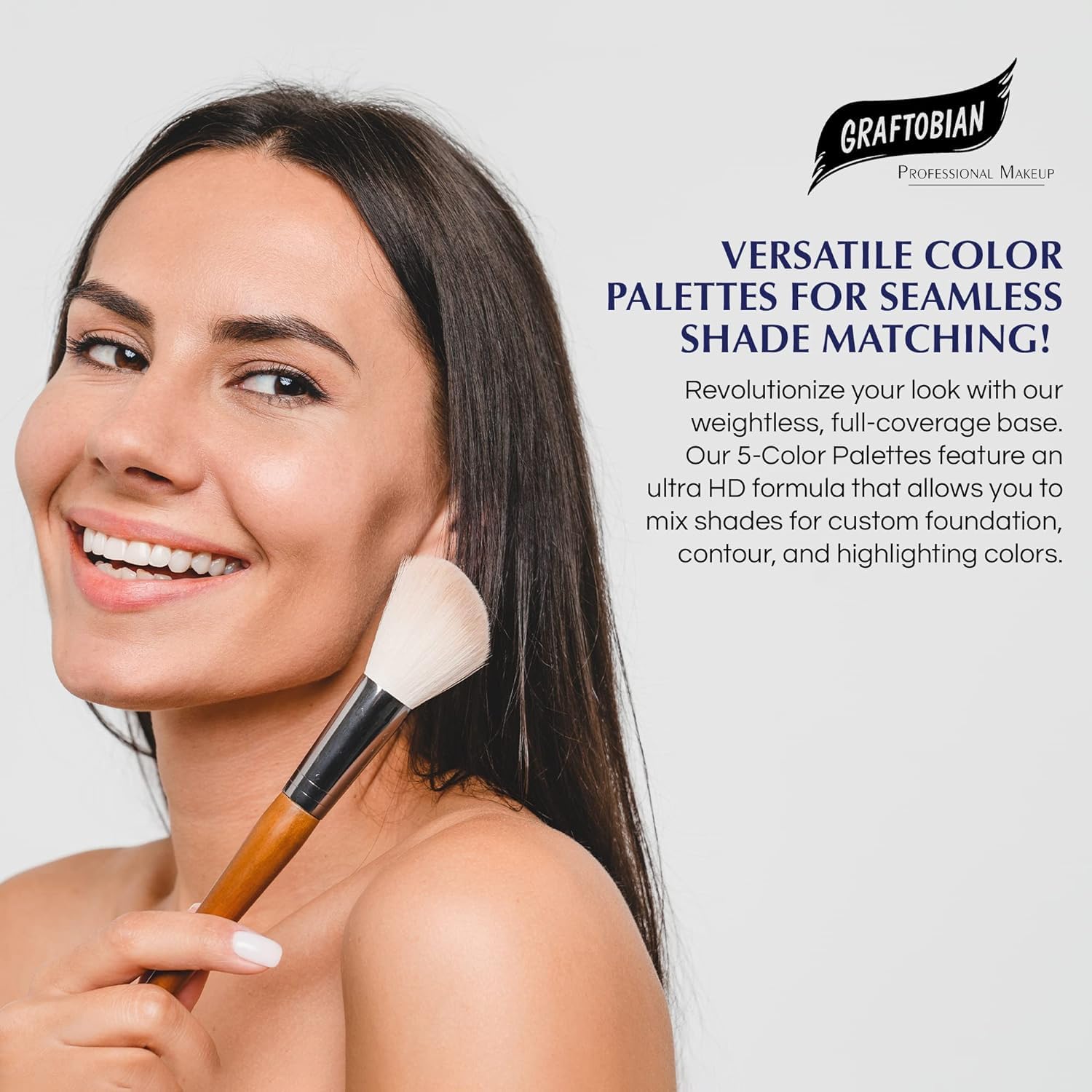 Graftobian HD Glamour Creme Palette Cool1 blend demonstrates seamless shading on skin.
