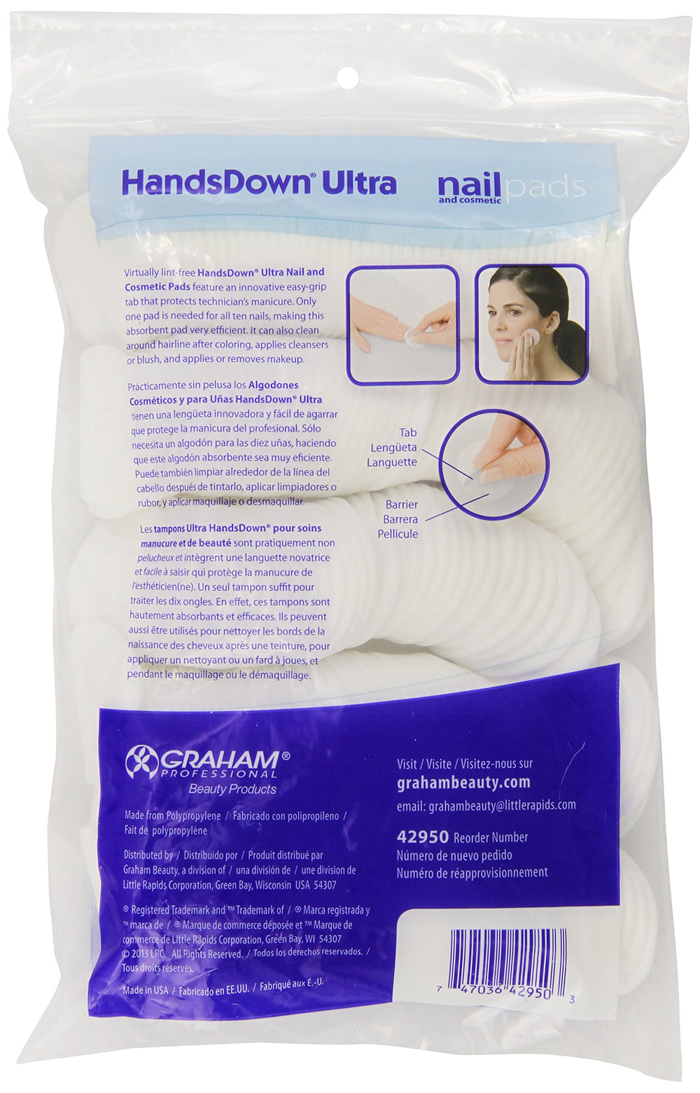Graham Medical Hands Down Ultra Pad with poly tab for precise hairline cleaning and makeup application