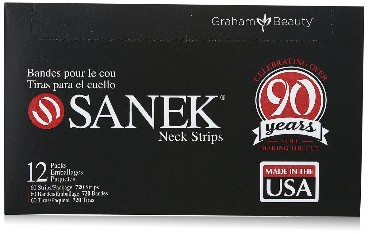 Graham Medical Sanek neck strips pack displayed for easy access and clean grooming prep.