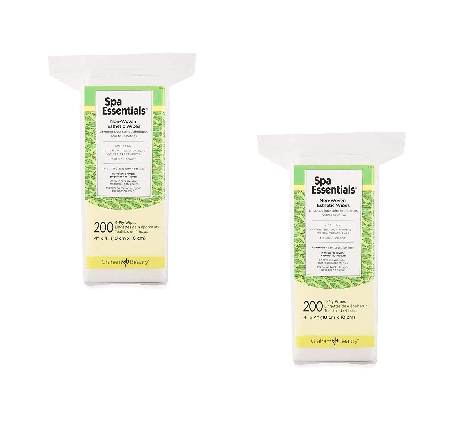 Graham Spa Essentials nonwoven esthetic wipes 4x4 box show gentle prep for professional facials.