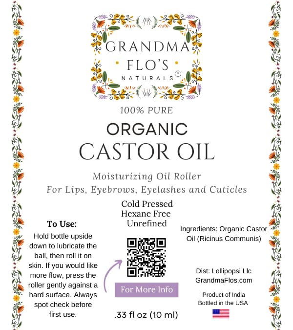 Grandma Flo's Naturals castor oil roll-on travel size for portability