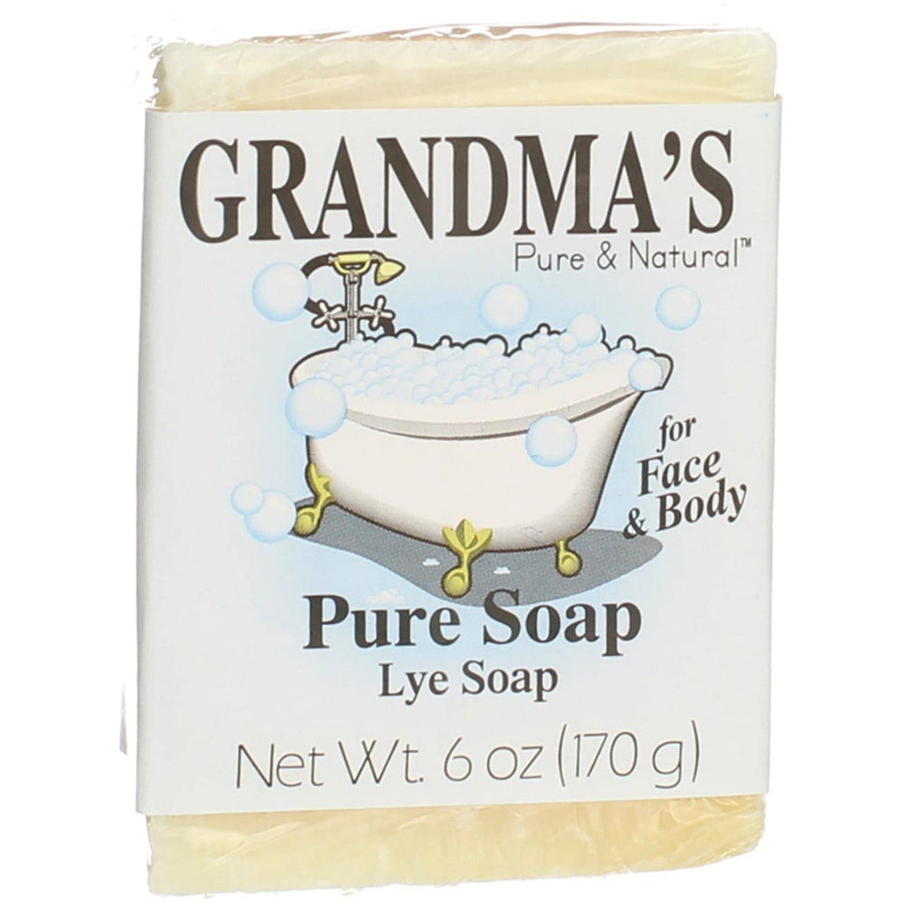 Grandma's Pure Lye Soap Bar unscented close-up gentle skin formula