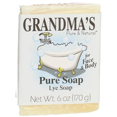 Grandma's Pure Lye Soap Bar unscented close-up gentle skin formula