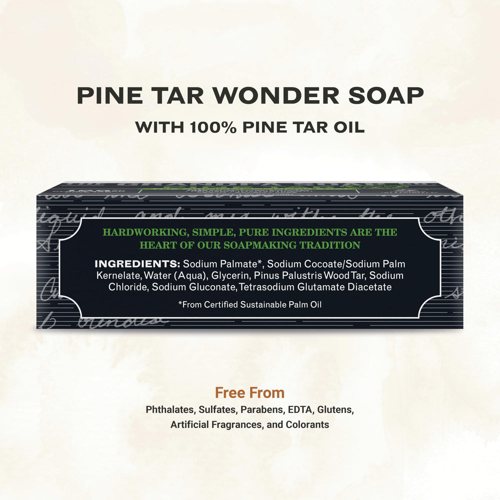 The Grandpa Soap Company Pine Tar Bar Soap woodsy scent evokes forest showers and refreshing mornings.