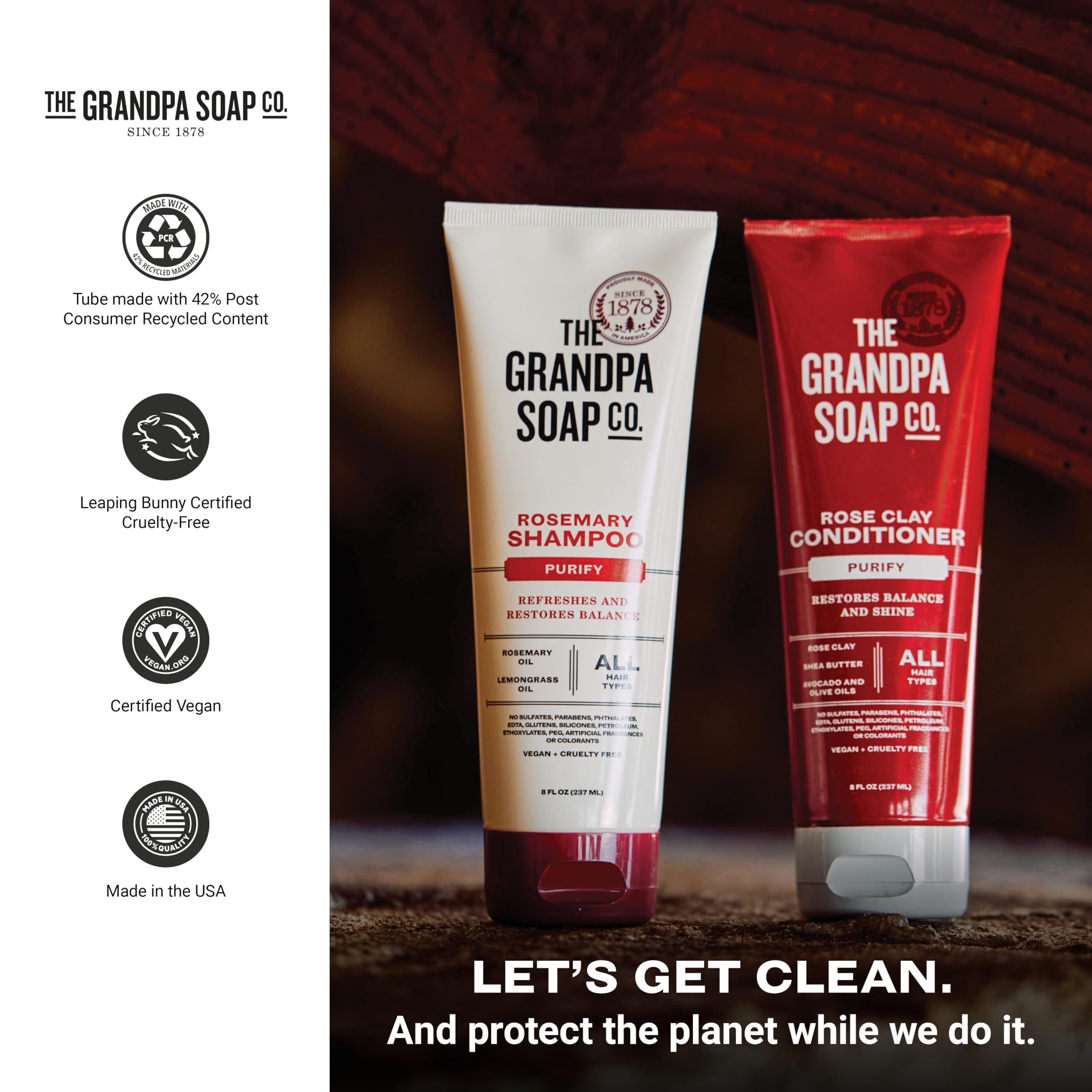The Grandpa Soap Company tube uses 42% post-consumer recycled content.