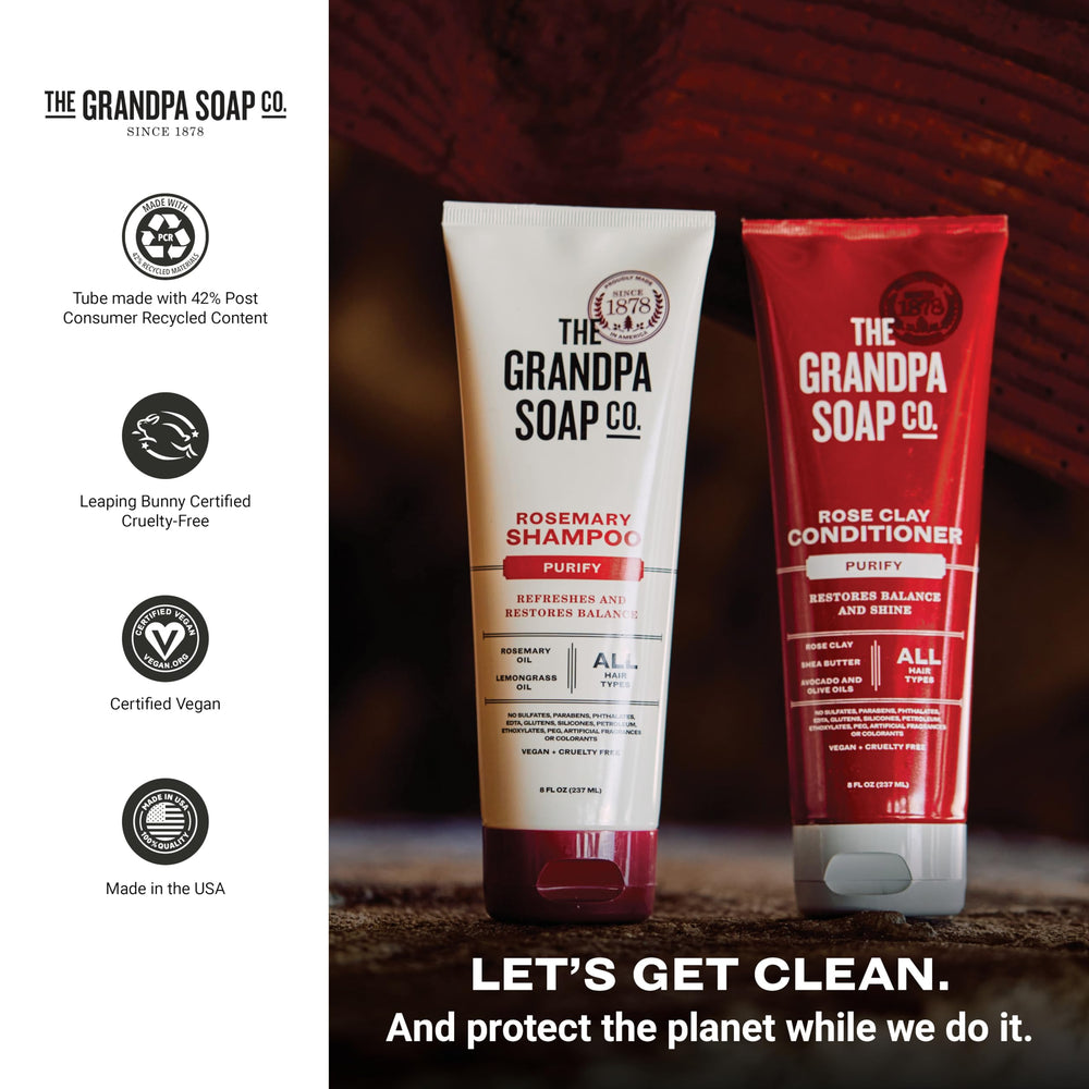 The Grandpa Soap Company tube uses 42% post-consumer recycled content.