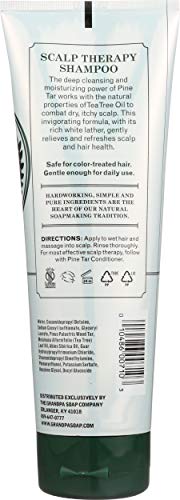 Grandpa's Pine Tar Shampoo close-up label highlights pine tar for a classic cleanse.