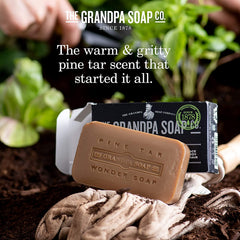 Grandpa's Pine Tar Soap bubble-lather demonstrates rich foam for a satisfying cleanse.