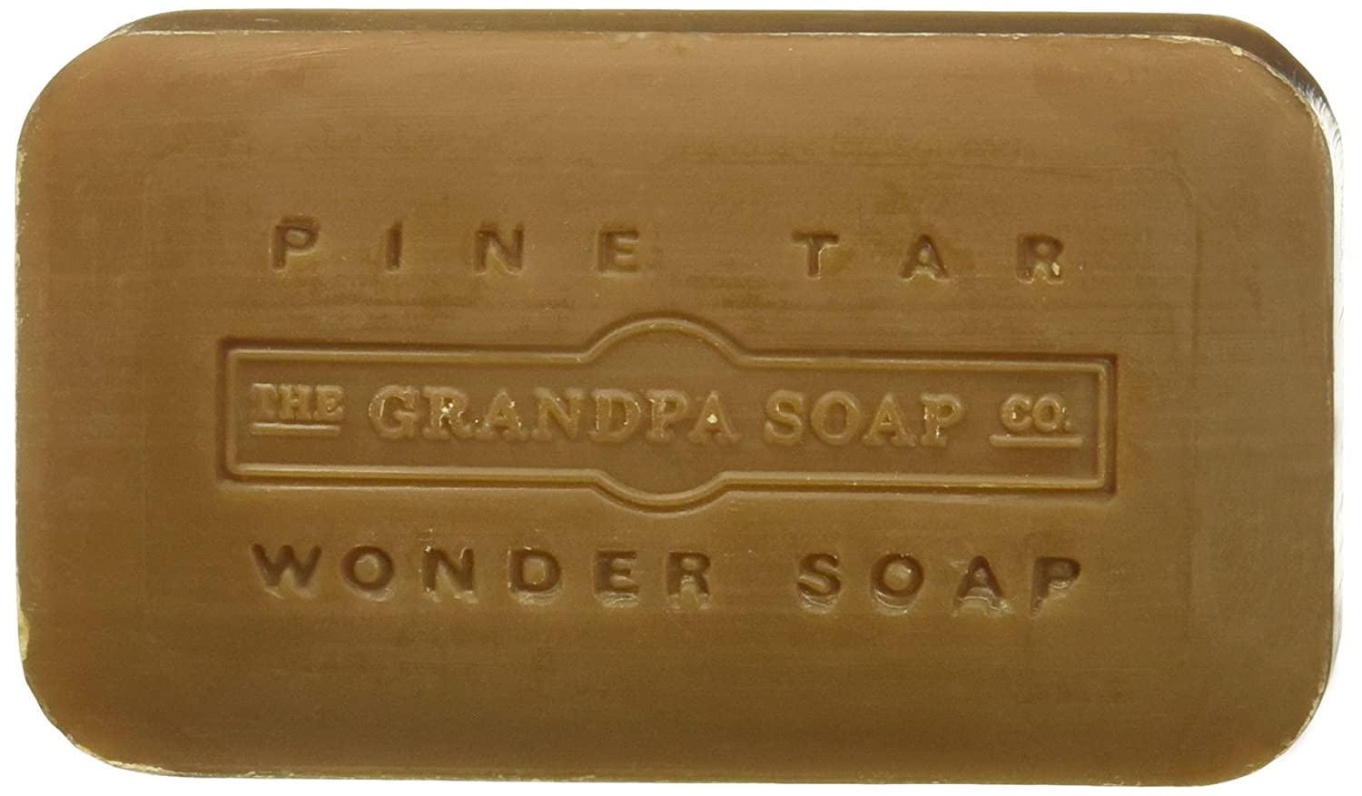 Grandpa's Pine Tar Soap packaging photo emphasizes four-bar value for households.