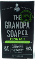 Grandpas Wonder Pine Tar bath bar with rich white lather for cleansing.
