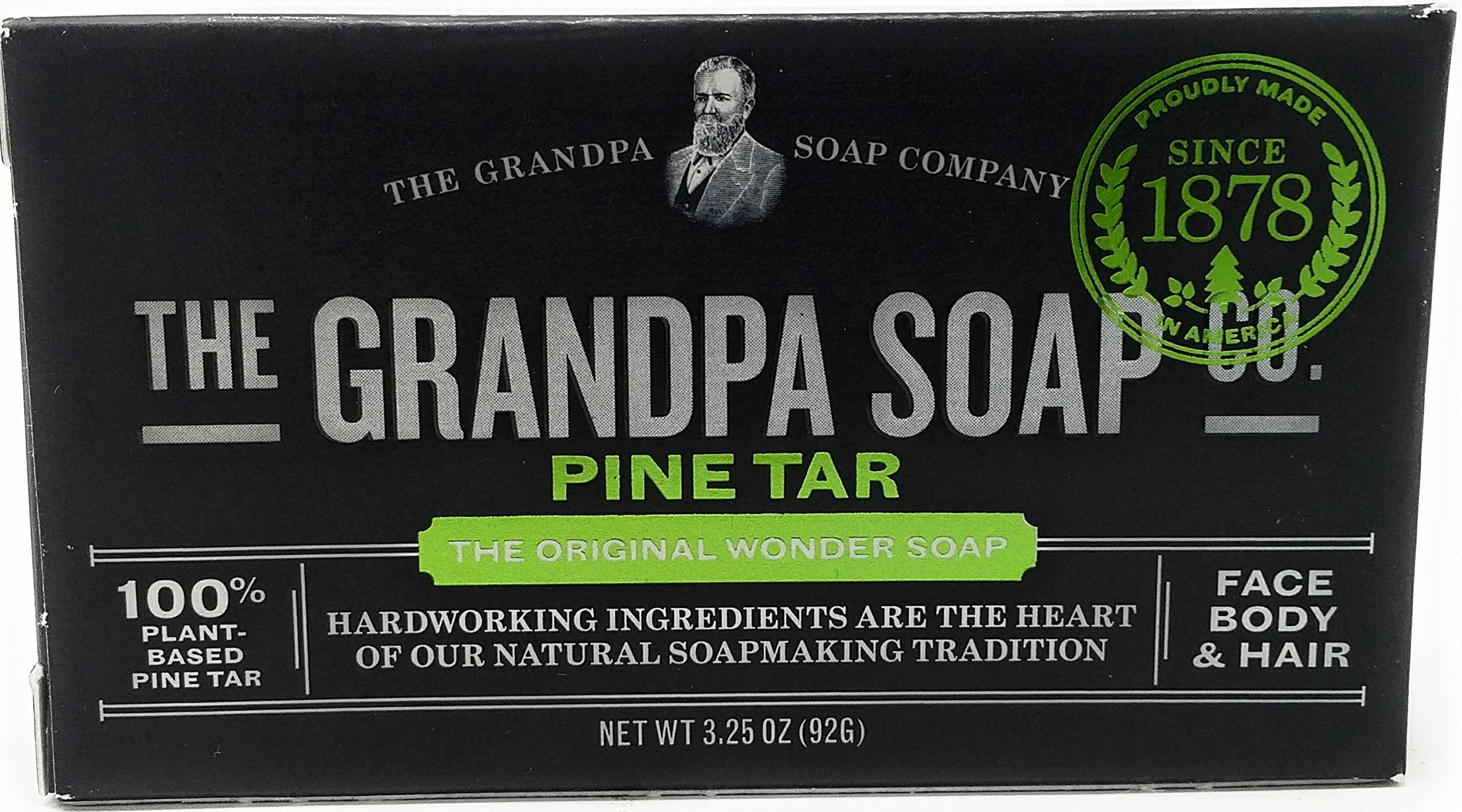 Grandpas Wonder Pine Tar soap shown with natural color, ideal for showering.