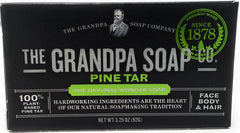 Grandpas Wonder Pine Tar soap shown with natural color, ideal for showering.