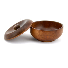 Grandslam oak wood shaving bowl shows natural grain for premium wet shave prep.