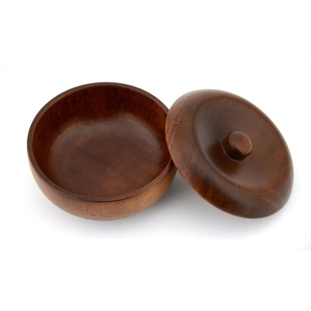 Grandslam shaving bowl with lid enables warm-water lathering for creamier foam.
