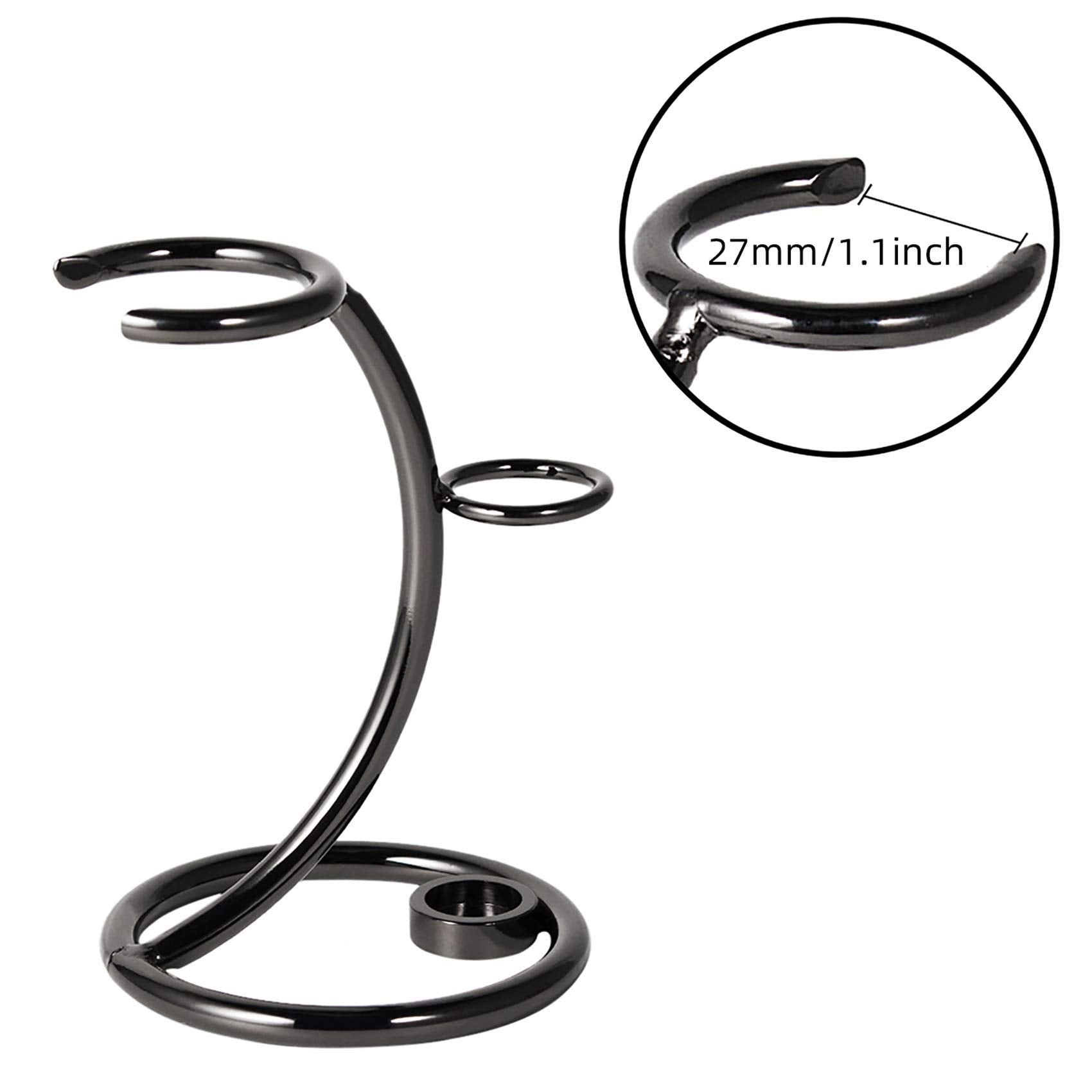 Grandslam gunmetal razor and brush stand detail emphasizing ultra-thick stainless steel construction