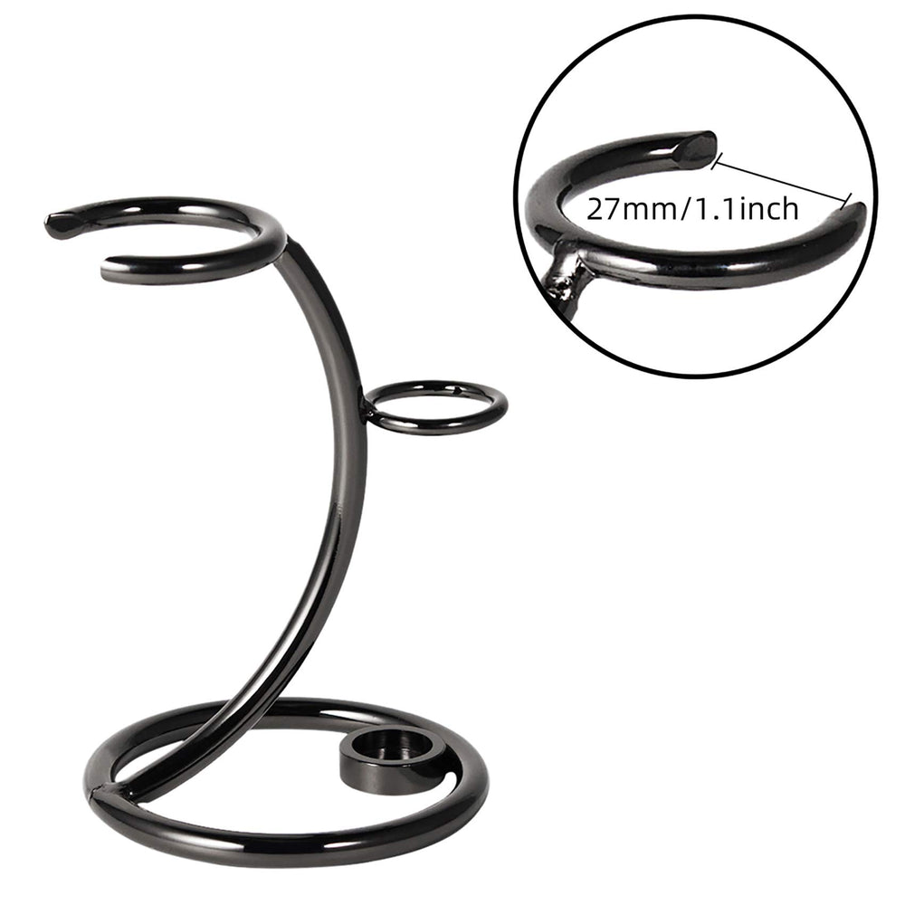 Grandslam gunmetal razor and brush stand detail emphasizing ultra-thick stainless steel construction