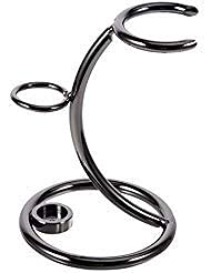 Grandslam gunmetal razor and brush stand front view keeps grooming tools organized and accessible