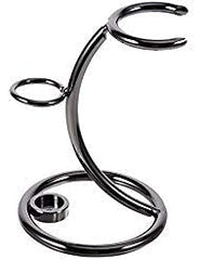 Grandslam gunmetal razor and brush stand front view keeps grooming tools organized and accessible