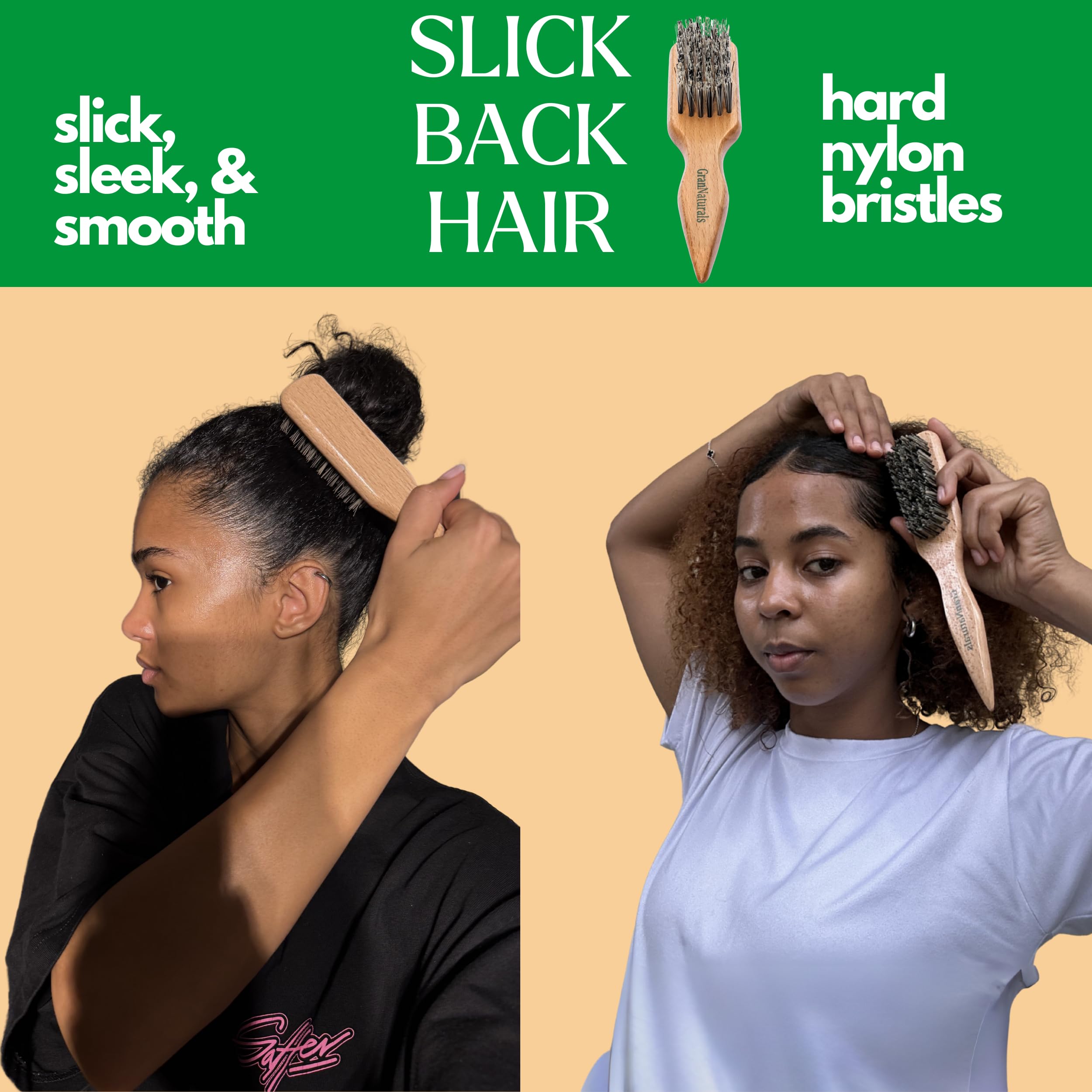 GranNaturals hard-bristle brush detailing teasing-backcombing to add lift and volume.