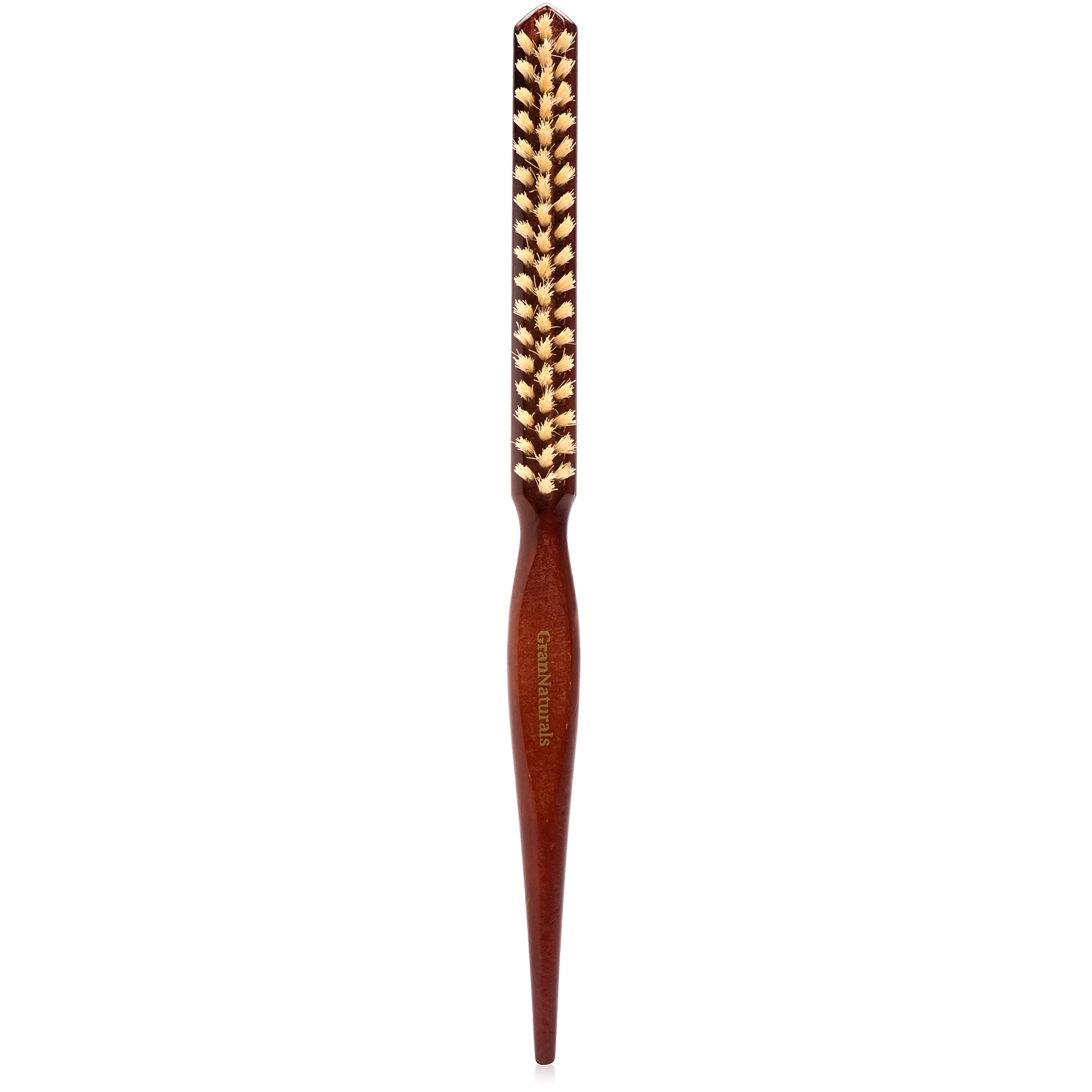 GranNaturals soft boar bristle teasing brush with white bristles for gentle volume