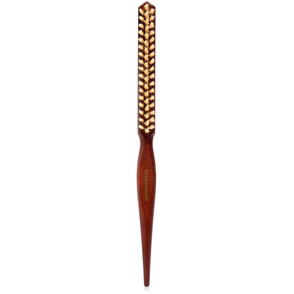 GranNaturals soft boar bristle teasing brush with white bristles for gentle volume