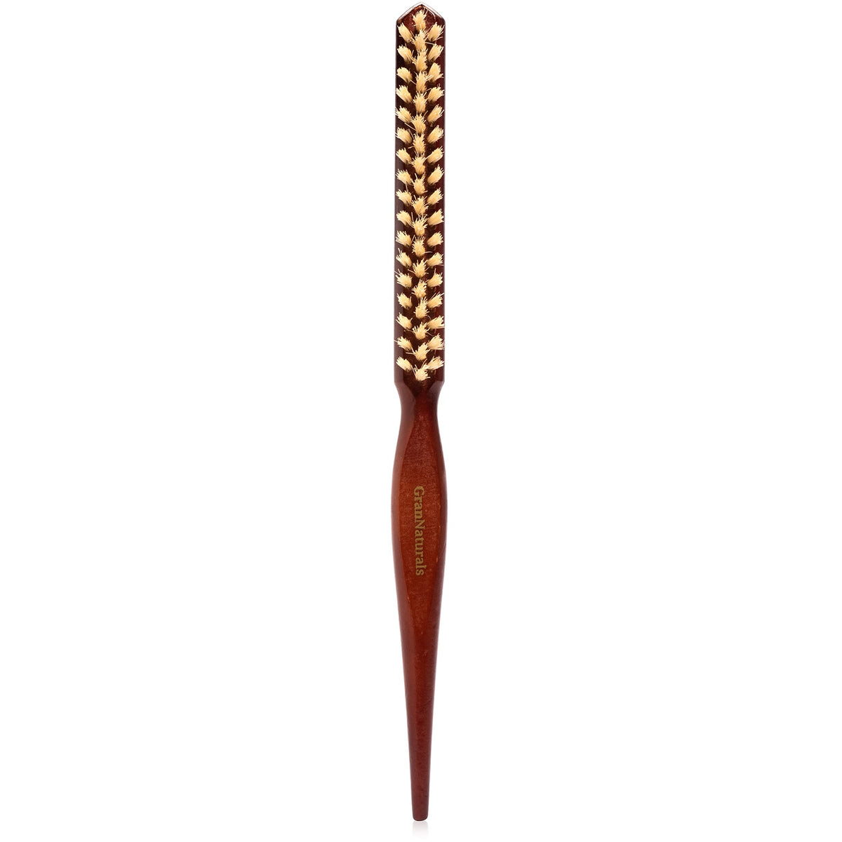 GranNaturals soft boar bristle teasing brush with white bristles for gentle volume