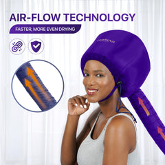 Granteva bonnet hair-dryer-attachment diffuser cap shown for deep conditioning at home.