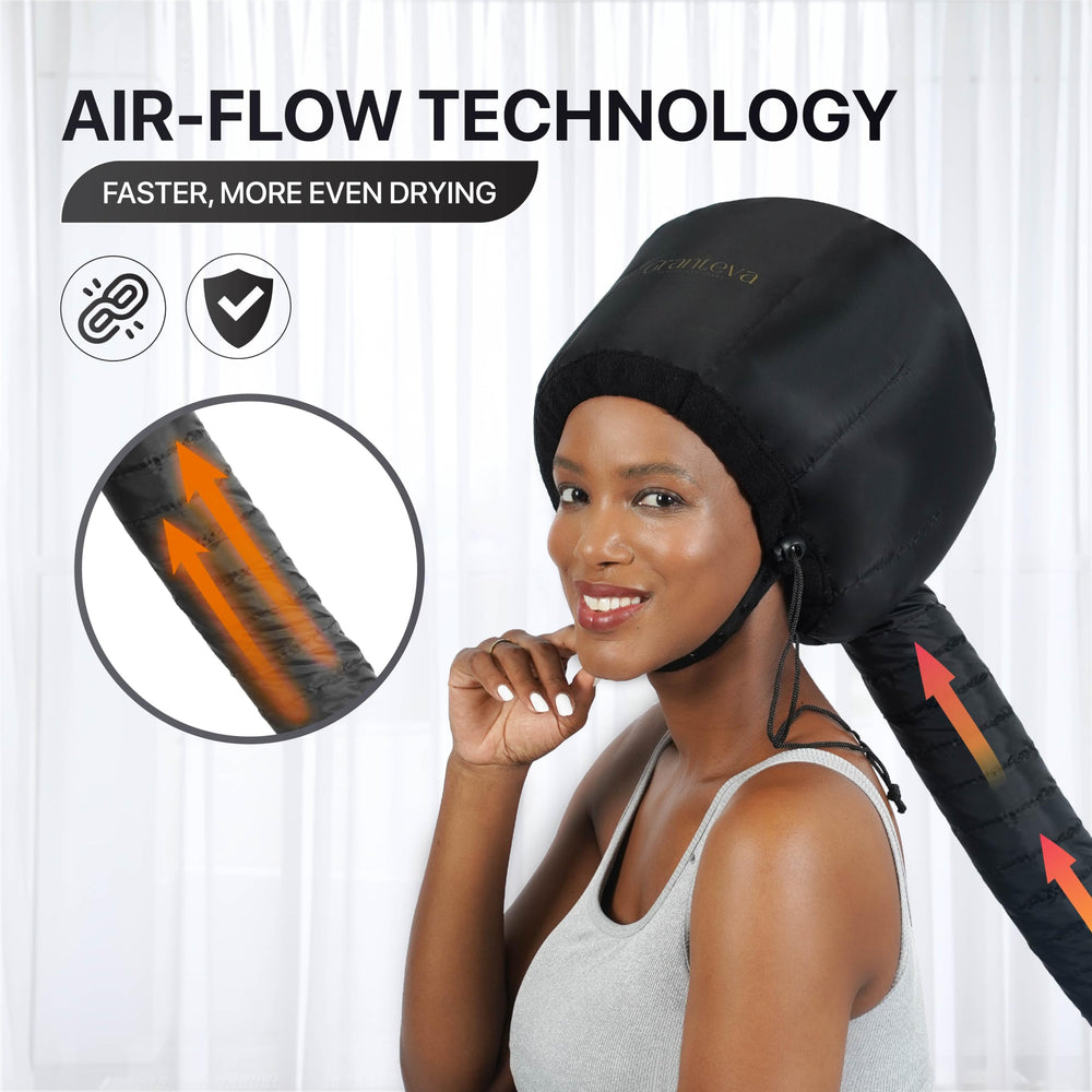 Granteva diffused heat airflow promotes faster drying and gentler curl styling.
