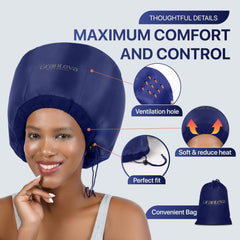 Granteva bonnet with integrated headband shown for comfortable extended drying.