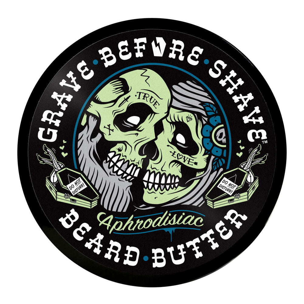 Grave Before Shave 4oz container highlights generous size for long-lasting beard conditioning.