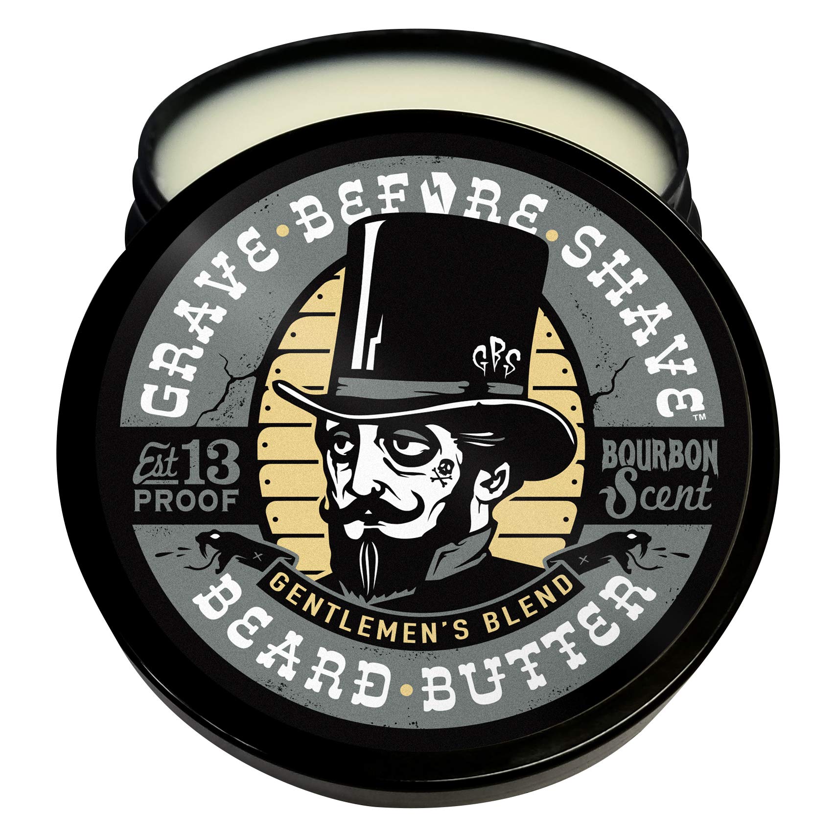 Grave Before Shave beard butter being scooped for quick, even application.