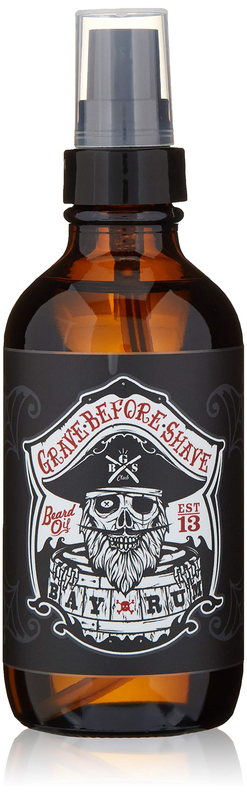 Grave Before Shave Bay Rum beard oil 4oz bottle improves shine and beard health.