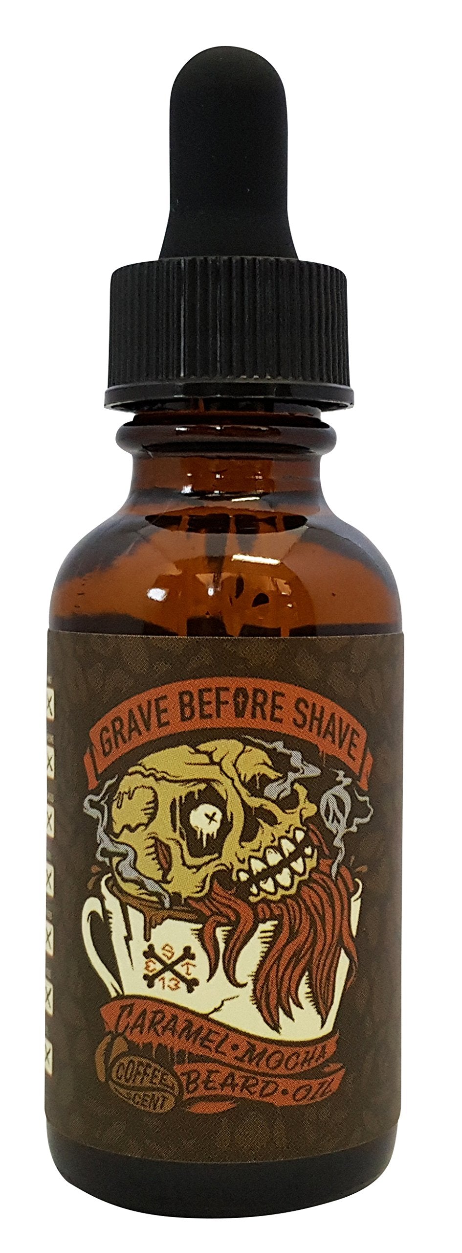 Grave Before Shave Caramel Mocha Beard Balm in use for tame flyaways.