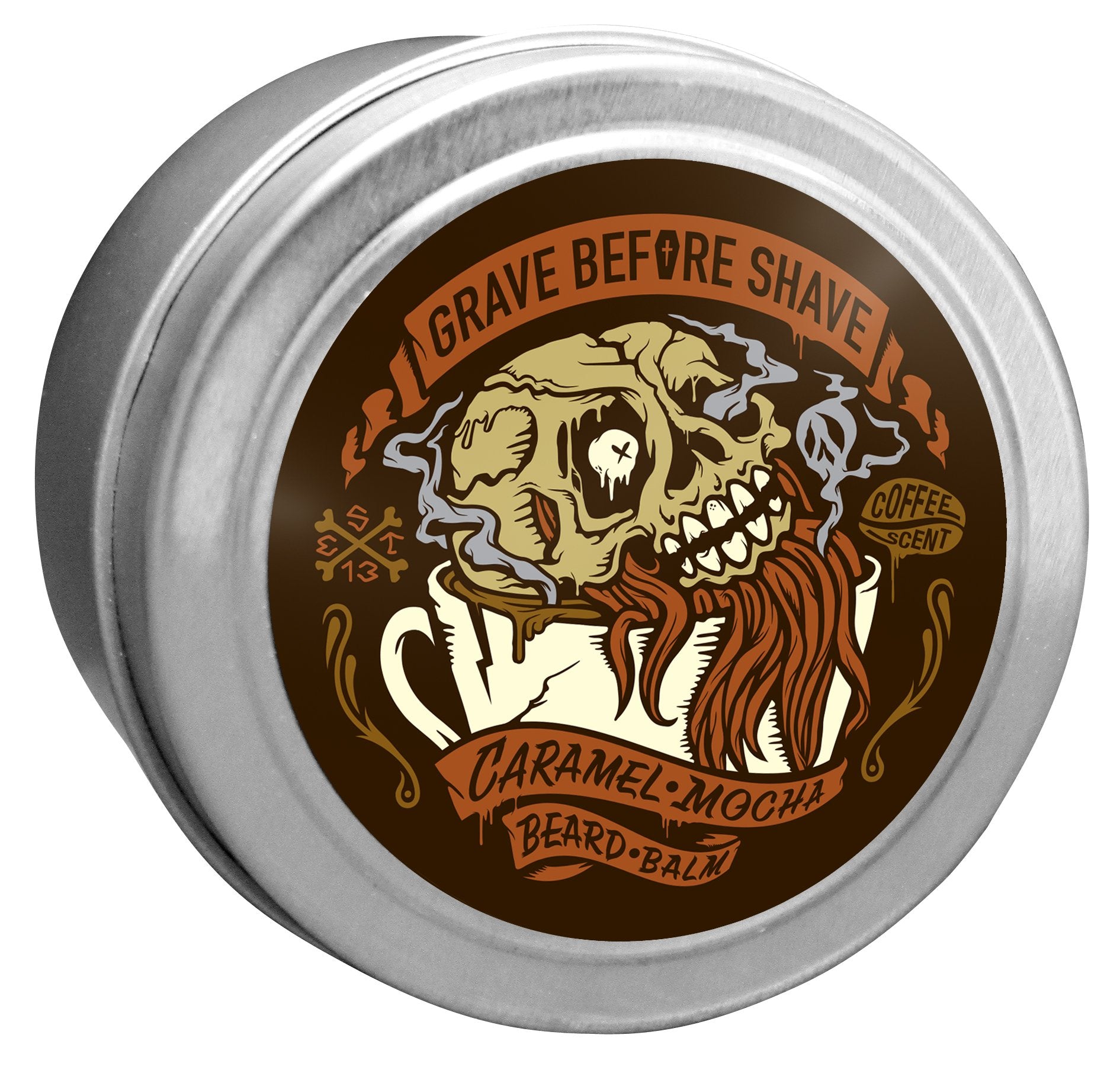 Grave Before Shave Caramel Mocha Beard Oil dropper nourishes skin under beard.