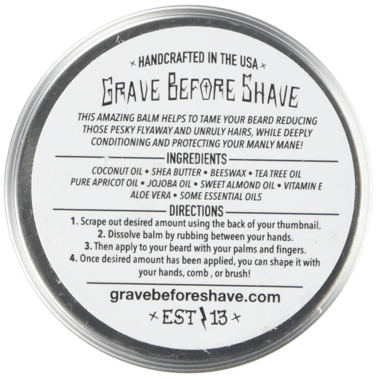 Grave Before Shave Cigar Blend label shows premium cigar-vanilla aroma.